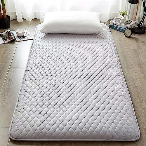 Dremdo Japanische Bodenmatratze, Japanische Futon-Matratze, Shikibuton Faltbare Tragbare Camping-Matratze, Roll Up Faltende Weiche Tragbare Schlafmatte,Grau,90x200cm