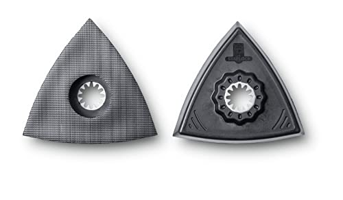 FEIN Schleifplatten Set (Aufnahme Starlock, ungelocht, Kunststoff-Trägerplatte, Dreiecksform, Kantenlänge 80 mm) 63806129220