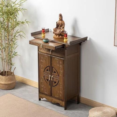 SHENJIA Altartisch mit Aufbewahrung, Meditations-Gebetstisch, persönlicher Schreinschrank, buddhistische Nische, Pooja-Schrank für Heimmeditation und spirituelle Praktiken