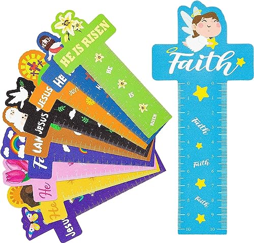 EGuangwiua 50Stück Jesus Kreuz Lesezeichen Lineale Kinder Er ist auferstanden Religiös Bücherzeichen Schule Klassenzimmer Schüler-Belohnung Sommer Ferien Weihnachten Geburtstag Geschenk Party Zubehör