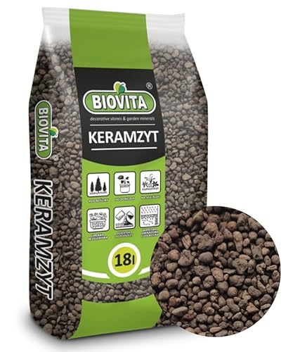 BIOVITA Blähton, Tongranulat zur Drainage 4-8 mm – Blähton Granulat für Zimmerpflanzen 18L