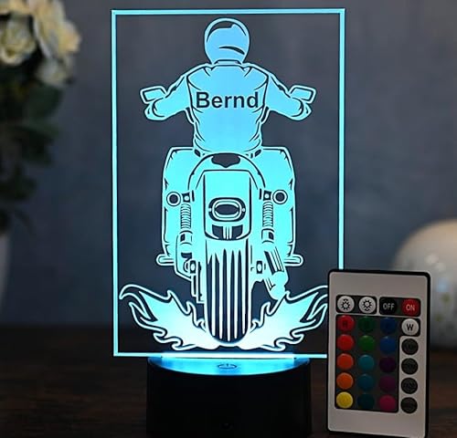 Optechvisual Personalisierte Harley LED-Tischlampe – Geschenk für Motorradfahrer & Harley-Liebhaber – Motorrad Deko – LED Nachtlicht mit Namen
