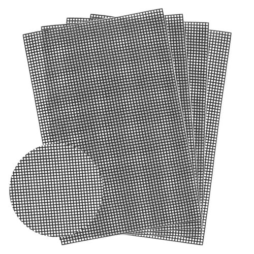 4 Stück 4 Count Plastic Mesh Canvas Sheets für Stickerei,30 * 20cm Kunststoffgitter,Weich Fursuit Auge Mesh, Kunststoff Needlepoint Leinwand für Handarbeiten DIY, Stricken Häkeln Projekte (Schwarz)