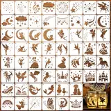 SRIZIAN 60 Stück Kleine Schablonen Set mit Feen, 7.6x7.6cm Wiederverwendbar Schablonen Zeichenschablonen Malschablonen der DIY Schablonen für kinder Scrapbooking Holz Wand Möbel Leinwand Deko