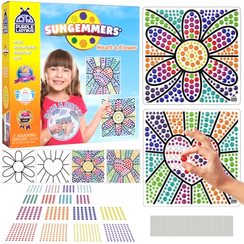 PURPLE LADYBUG SUNGEMMERS Sonnenfänger Fenster Bastelset für Kinder - Weihnachtsgeschenke Mädchen - Geschenk Mädchen 5 6 7 8 9 10 11 Jahre - Bastelset Mädchen 10 Jahre - Kreatives für Mädchen