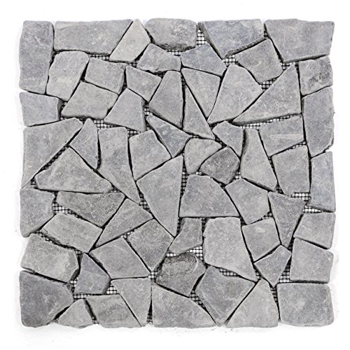 DIVERO 11 Fliesenmatten Naturstein Mosaikfliesen aus Marmor für Wand und Boden grau á 30 x 30 cm