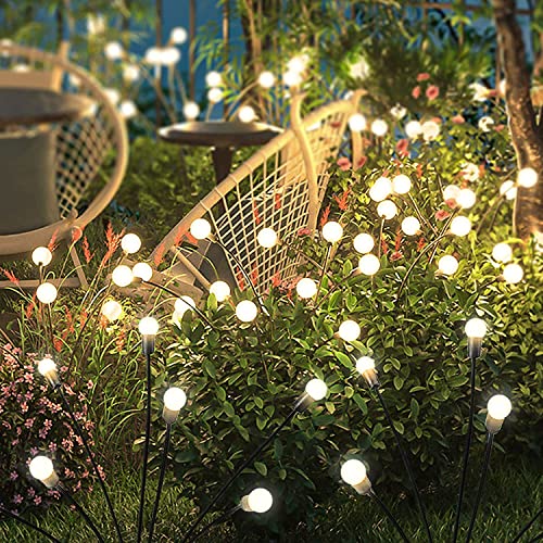 Kizozo Solarlampen für Außen 4 Stücke, Solar Glühwürmchen mit 10 LED, Solarlampen Garten IP65 wasserdicht, Garten Solarleuchten für außen, Solarleuchten Garten Balkon, Gartendeko für draußen, warmweiß