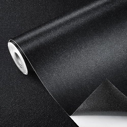 Kunstleder Selbstklebend 43x300cm,Leder Reparatur Set Besteht aus Stark Klebendem Material,Hat Eine Starke Haftung,Kunstleder Reparaturset für Möbel,Sofas, Autositze, Taschen (Schwarz, 43x300cm)