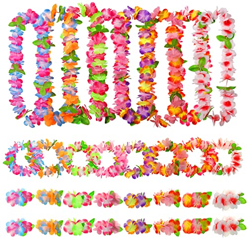 32 Pack Hawaiianische Blumengirlanden, Tropische Party Dekorationen, Hula Halskette Lei, Hawaiianische Leis Set, Hawaiianische Blumen Halskette Stirnbänder Armbänder (32)