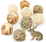 Chornow 9 Stück Kaubälle,Kaninchen Spielzeug, Grasspielzeug für Kaninchen Meerschweinchen Chinchilla Hasen, Natürliche Bälle Leckereien geflochten Strohhalm lustiges Spielzeug für Kleintiere