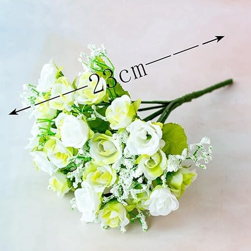Künstlicher Blumenstrauß mit 21 Rosen, 7 Stiele, Kunstblumen für Zuhause, Hochzeitsdekoration, Brautsträuße, Café, Stoffgeschäft, Display, Rosa1 Weiß (weiß)