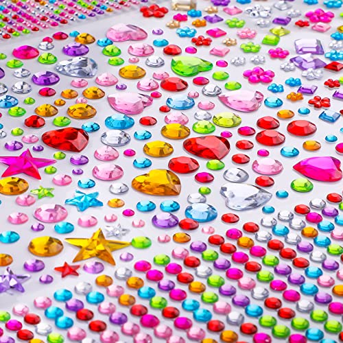 Glitzersteine Selbstklebend, 1510 Stück Sticker Glitzer Strasssteine Selbstklebend zum Aufkleben Schmucksteine Aufkleber für Kinder Handwerke, Fotorahmen, Grußkarten, In Verschiedenen Größen large
