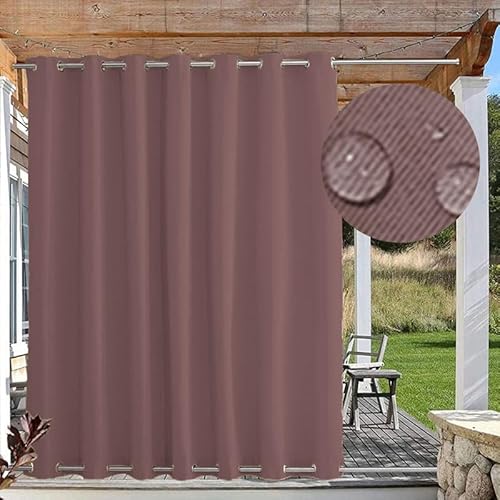 Outdoor Vorhänge Sonnenschutz, Outdoor Vorhang Wetterfest mit Ösen Oben und Unten, Outdoor Gardinen Wasserdicht Windschutz Blickdicht für Pavillon, 1 Stück, Rosa, B254xH213cm