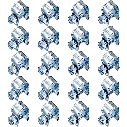 20 Stk Mini Schlauchschellen, verstellbar Rohrschellen, Klein Schlauchklemmen, Kraftstoffeinspritzung Gelenkbolzenschelle Schellen für Mini Kraftstoffleitungs Auspuffrohr Benzinrohr - 8-10mm