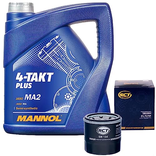 Inspektionspaket 4l Motorradöl 4 Takt Plus 10W-40 + Ölfilter passend für Honda Kawasaki Yamaha