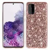 Nadoli Glitzer Hülle für Samsung Galaxy A72 Roségold Glänzend Funkelnd Bling Galvanisier Rahmen Ultradünne Stoßfest Rückseite Tasche Handyhülle Schutzhülle