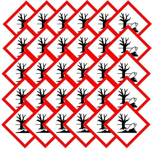 TE-Office 100 Stück GHS Gefahrstoff Gefahrstoffsymbole Etiketten Aufkleber Gefahrstoffkennzeichnung Umweltgefahr GHS 09 15x15 mm Schild Mehrfarbig