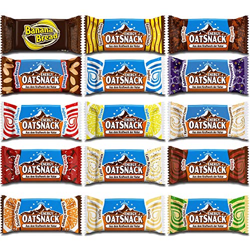 Davina Energy OatSnack Riegel - MIX Box - Haferflocken Kohlenhydrat Riegel, von Hand gemacht, 15 Riegel (980 g)