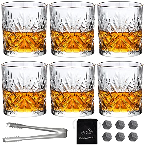 SuproBarware Whiskey Gläser 6 Stück Clear Whisky Gläser 6er Set 30cl/300ml-Schwere Old Fashioned Whiskey Gläser für Bourbon Altmodische Cocktails Whisky-Geschenk für Männer-Vatertagsgeschenk