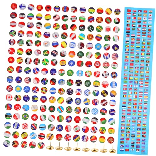 UTHCLO 200Stücke Nationalflaggen Pins Kartenstecknadeln für Pinnwände Kreative Reißzwecken aus Markieren von Reiseorten für Souvenirs Langlebig