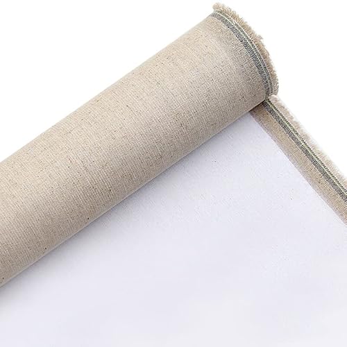 Leinwand Stoff,Leinwand Auf Rolle Grundierte leere Leinwandschicht aus Leinenmischung for Ölgemälde, Acrylgemälde, 5 m, eine Rolle, 28/48 cm Breite(48cm width)