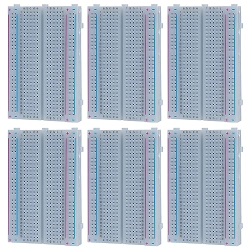 GTIWUNG 6 Stücke Breadboard Kit Lötfreies Steckbrett 400 Punkte Mini Breadboard, 400 Tie-Points Steckplatine, Solderless Breadboard 400 Points Prototyping Shield for Electronics Testig DIY