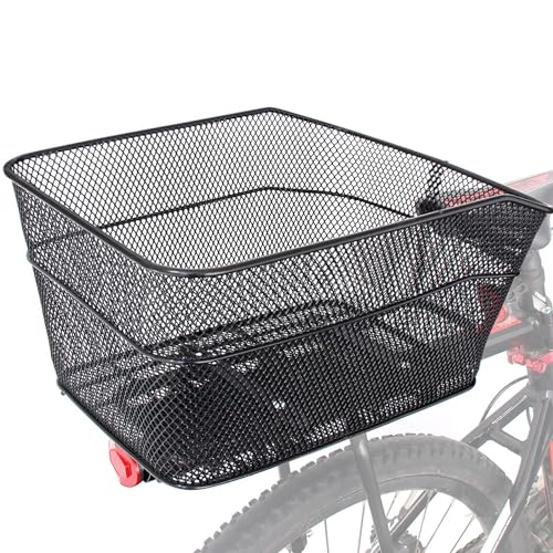 BINOTHINK Fahrradkorb Hinten, Metall Groß Fahrrad Korb Stabil Hinten, Fahrradkorb Gepäckträger Korb mit Montagezubehör für Kleiner Hund Einkaufen Picknick Schulranzen (M)