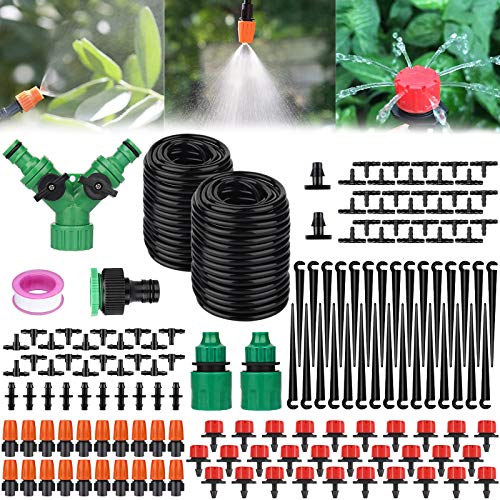 Amzeeniu 149 PCS Bewässerung Kit,30m Garten Micro Drip Bewässerung Automatik Bewässerung Kit Schlauch Tröpfchenbewässerung DIY Gartenbewässerung für Landschaft,Flower Bed,Terrasse Pflanzen