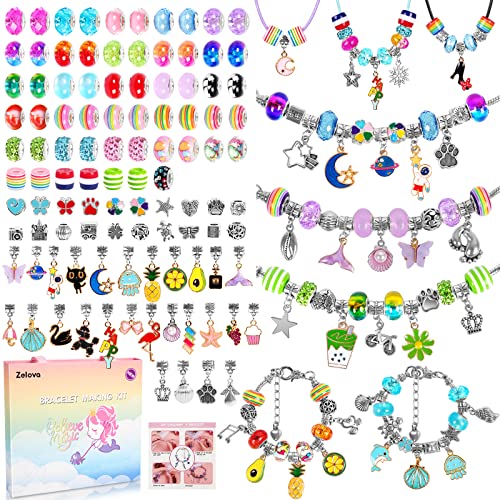 Zelova 150 Stück Schmuckbastelsets Für Kinder, Schmuck Basteln Mädchen Bastelset, Kinder Armbänder Geschenke Für Mädchen Ab 5, 6, 7, 8, 9 Und 10 Jahren