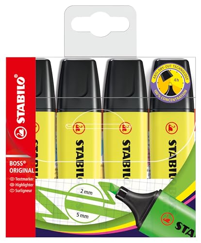 STABILO - Textmarker - BOSS ORIGINAL - 4er Pack - gelb