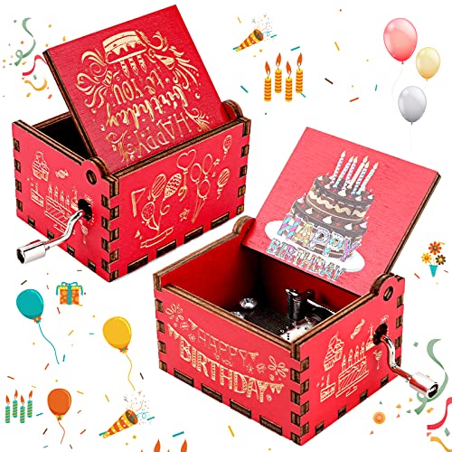 cobee Happy Birthday Handkurbel Spieluhr, Mini Holz Spieluhr Bunte Handkurbel Vintage Gravur Spieluhren handbetriebenes Geburtstagsgeschenk für Familie Freund Liebhaber Kollegen Klassenkamerad