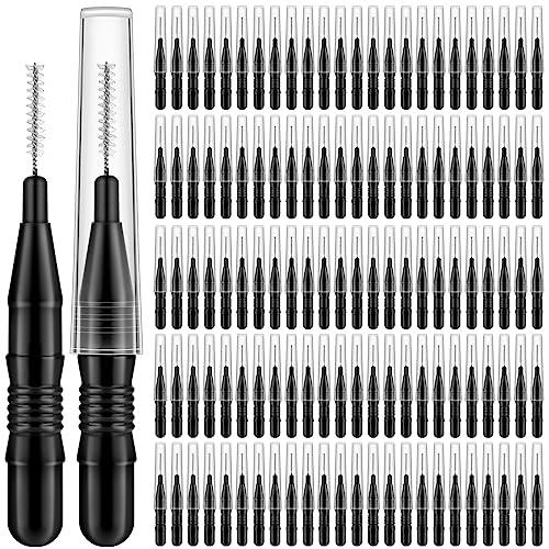MAPVOLUT 120 Stück Mikro Augenbrauen Bürste, Tragbare Wimpernbürste Mit Kappe, Wimpernverlängerungswerkzeug, Wimpernkamm, Interdentalbürste, Mundpflegebürste Für Augenbrauen Pinsel