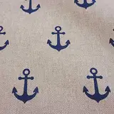 Stoff Meterware Baumwolle natur Anker blau marine Dekostoff Kissen maritim Meer Boot Sylt Neu