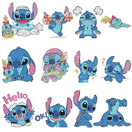UdacA 12 Stück 5d DIY Cartoon Diamant Aufkleber Kit, Diamond Painting Kinder, DIY Diamant Painting Kit für Kinder und Erwachsene Anfänger, Geburtstags Geschenk für Jungen Mädchen