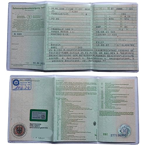 Pitlane Performance® Premium Fahrzeugschein-Hülle für KFZ-Zulassungspapiere Etui Transparente Fahrzeugpapiere Schutzhülle für KFZ-Papiere zum aufklappen (1 Stück)