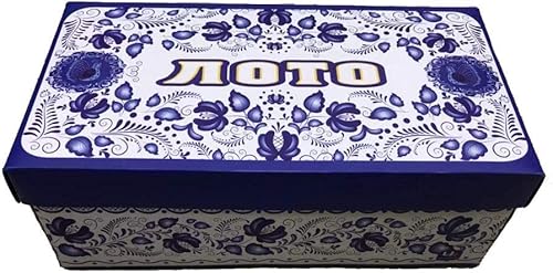 GMMH Bingo Set, Russisches Lotto, Spiel, Gesellschaftsspiel mit Holzfiguren (Kartonkiste, LN-22-2) Spieleabend Familie/Party, Loto Bingospiel Familienspiel für Erwachsene und Kinder ab 6 Jahren