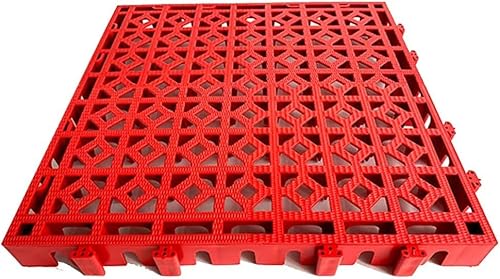 Ineinandergreifende Kunststoff-Entwässerungsbodenmatte für Garagen & Keller, ineinandergreifbare Netzfliesen für Parkplätze, langlebige Transportpaletten (Rosso)