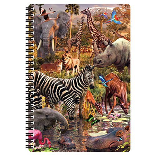 3D LiveLife A5 Notizbuch - Wasserloch von Deluxebase. 80-seitiges 3D-Safari-Tier-Notizbuch. Schul- oder Büromaterial mit Kunstwerken, von renommierten Künstler David Penfound lizenziert