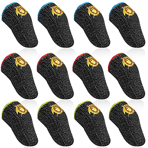 12Stück PUBG Mobile Game Finger Sleeve,Touchscreen Fingerhülse Anti-Sweat Empfindliche,0.3mm Ultradünn Finger HüLsen,Atmungsaktiv Gaming DaumenhüLlen,Professionelle FingerhüLse für Mobiltelefon Spiele