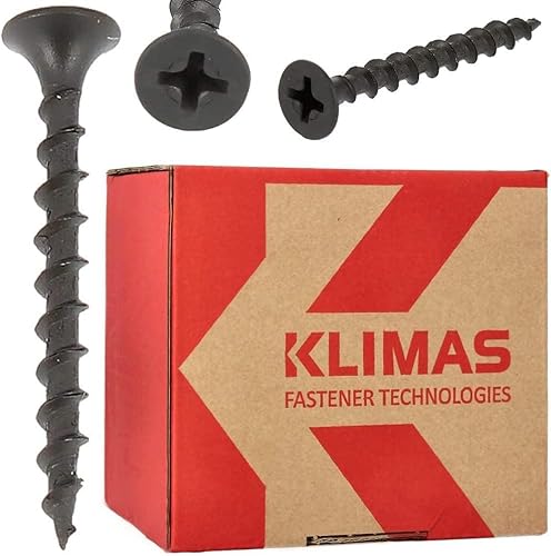 KLIMAS Schnellbauschrauben Senkkopf | Schrauben für Rigips Gipskarton Selbstschneidend Gipsplatten GK Trockenbau Dübel Grobgewinde Universalschrauben Set PH2 Holzwerkstoffe (3,5 x 25 mm 1000 Stück)