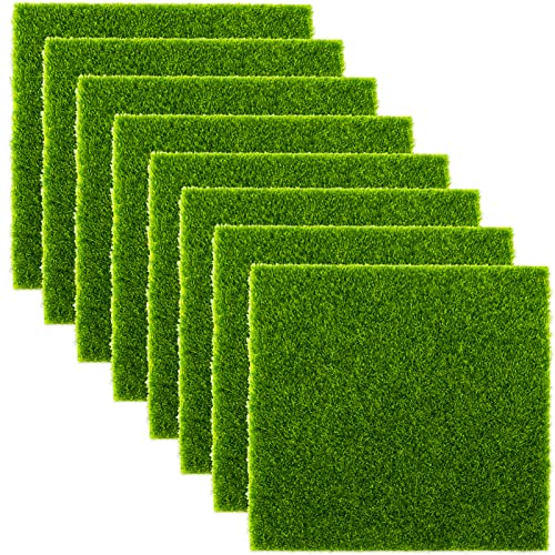 8 STK Künstliche Moos Deko Rasen Gras 15x15 cm - Garten Kunstrasen Verzierung DIY Dekorationen - Mikro Landschaft Miniatur Haus Deko