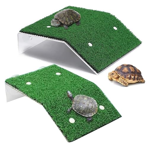 YouXiaor Schildkröten Klettern Plattform, 2Stück Zoomed Turtle Dock mit Saugnapf Schildkröte Sonnenbad Plattform Bask Terrasse Klettern Rampe Schildkröten Terrasseninsel Aquarium Float Dekoration
