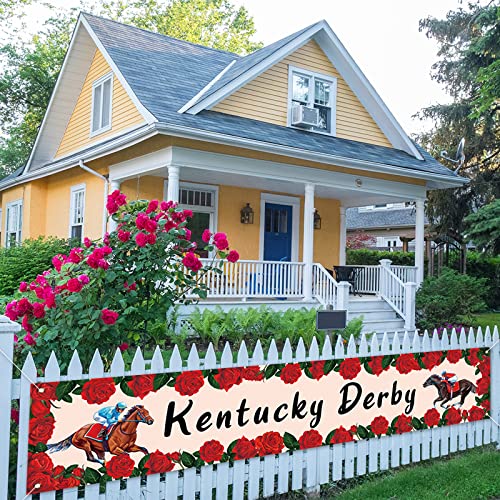 Jiudungs Große Kentucky Derby Pferderennbahn Banner für Zaunhof Rasen Pferd Rennspiel Party Dekor Kentucky Derby Party Dekoration und Zubehör für Zuhause