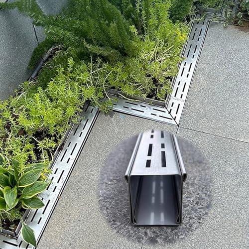 Entwässerungsrinnen-Set – Edelstahl-Grabenablauf für den Innen- und Außenbereich, schmales Design für Terrasse und Hof, Regenmanagement, langlebige Metallkonstruktion