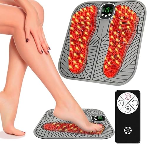 EMS Fußmassagegerät, Jkevow Fussmassagegerät Elektrisch 8 Modi und 19 Levels mit Fernbedienung, USB Tragbare Massagematte Fördern Die Durchblutung Reduzieren Muskelschmerzen