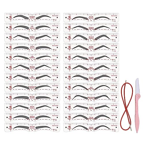 24 Stücke Augenbrauen Schablonen Satz, Augenbrauen Stempel Schablone,Braue Makeup Formung Werkzeug Enthält 24 Stücke Wiederverwendbare Augenbrauen Schablone Mit Riemen Et 1 Rasier Apparat