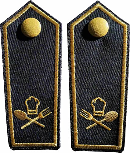 FEUER1: Küchendirektor/Directeur de Cuisine (Gold/Gold) - Schulterklappe für Uniform, Mittel, Luxuriös-formell, Küchen-Dienstgrad, 1 Stück