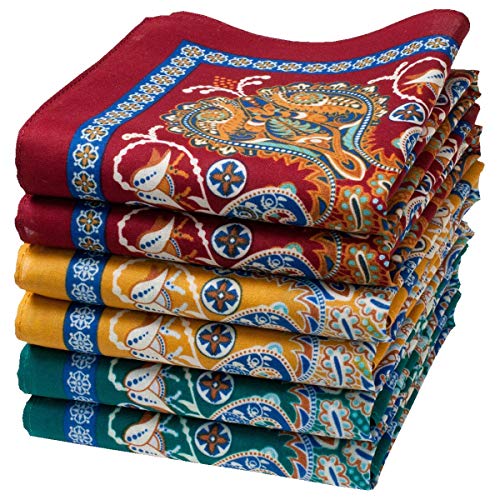 merrysquare - Feine Taschentücher mit Orientalischen Motiven - Modell SAMARKAND -Durchschnittliche Größe 35cm x 35cm - 6 Stück - 100% Baumwolle
