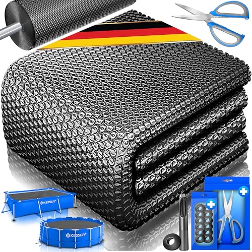 KESSER® Pool Solarfolie 400 µm | Solarplane Rechteckig 549x274cm Poolabdeckung | Solarabdeckplane flexibel zuschneidbar | Poolplane für Wassererwärmung | Solarabdeckung mit Schere, Lochzange & 12 Ösen