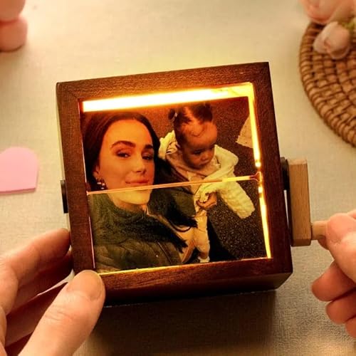 Personalisierte Foto Flipbook Rahmen Fotorahmen - Animation Machine Mechanische Hand-kurbelnde Flipbook Box Fotoalbum mit Licht - Fotogeschenke Personalisiert für Freundin